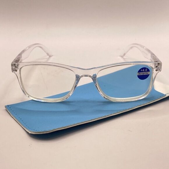 Reading Glasses 4.0 for Readers Bluelight Filter Clear Frame NWT - Picture 2 of 11